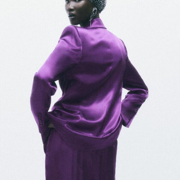 Zara Satin Effect Tie Front Blazer - Picture 4 of 13